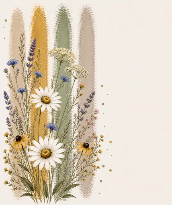 Wildflower Garden with Textured Stripes — design FLR-0013
