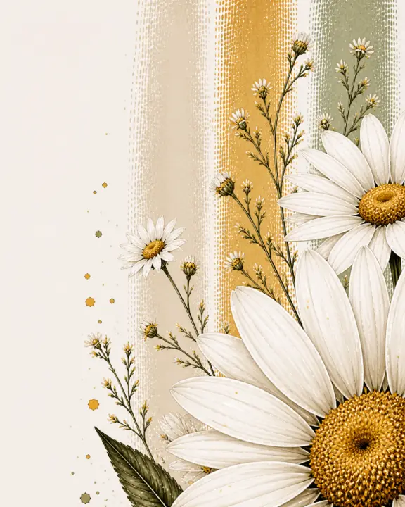 Rustic Daisy Floral Stripes — design FLR-0007