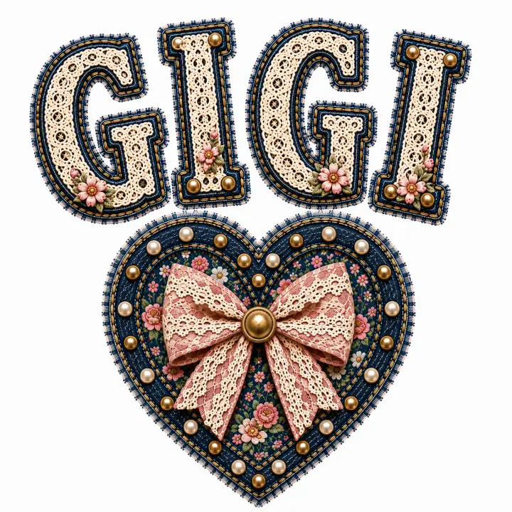 GIGI Lace and Denim Heart — design DL-0003