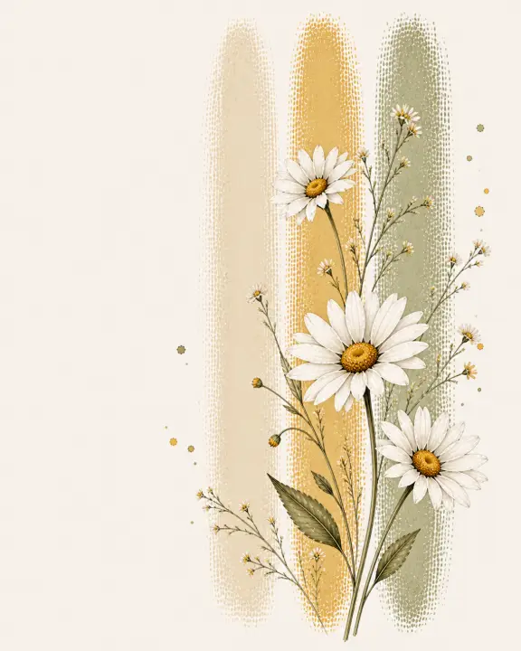 Daisies on Textured Stripes — design FLR-0008