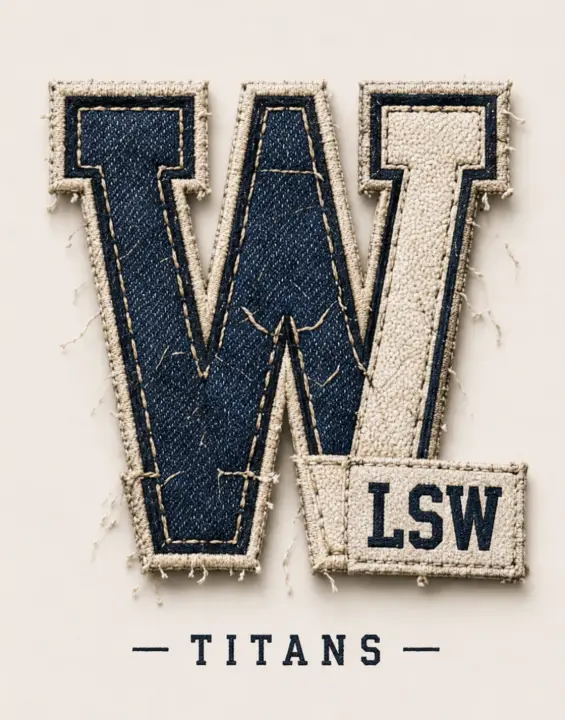 Denim Patch Titans Letter W — design SW-0188