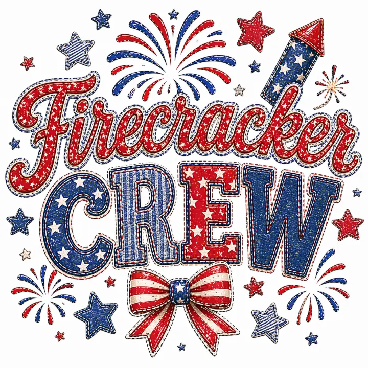 Firecracker Crew Patriotic Bow — design HLD-0029