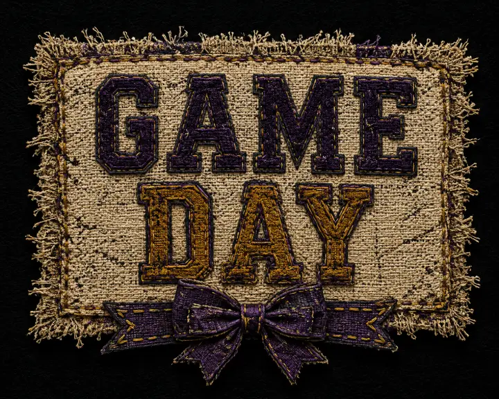Burlap Game Day Patch — design SW-0066