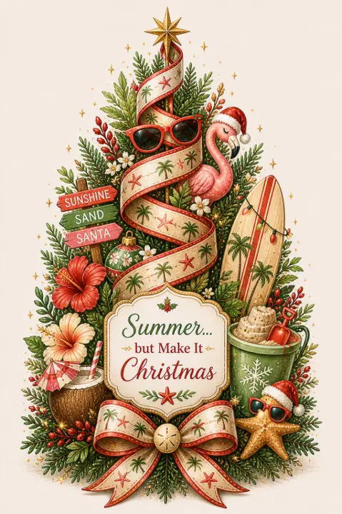 Summer Christmas Tree Illustration — design SSN-0004