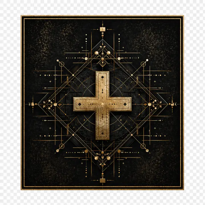 Sacred Geometry Gold Cross — design FML-0017