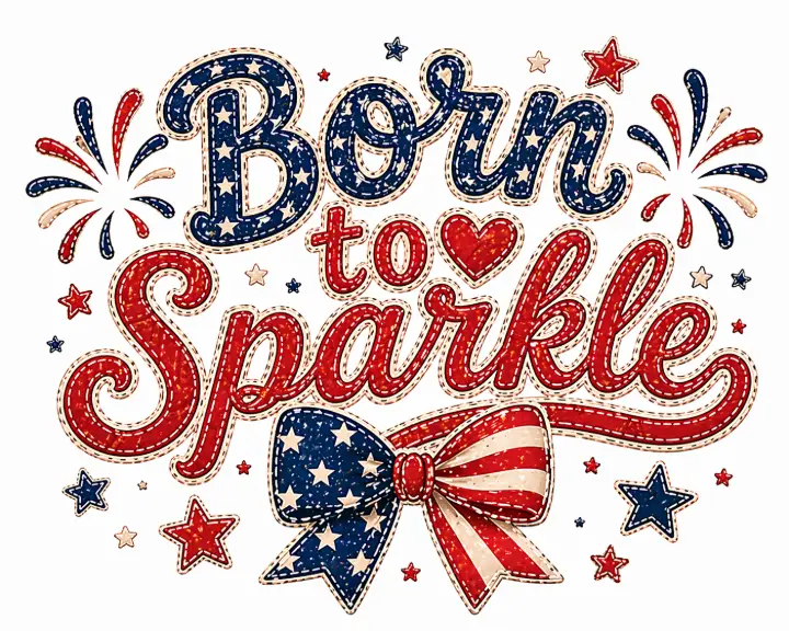 Born to Sparkle Patriotic Bow — design HLD-0044