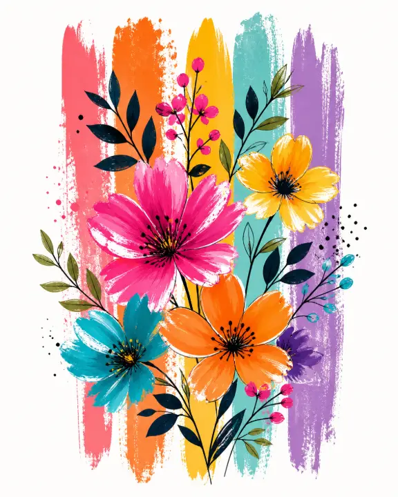 Vibrant Floral Paint Strokes — design FLR-0022