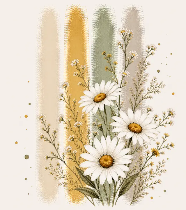 Daisies with Textured Pillars — design FLR-0006