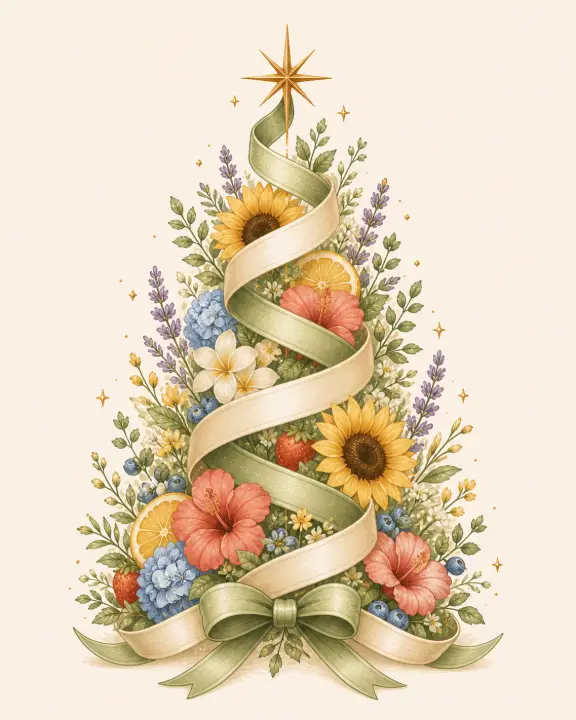 Floral Botanical Holiday Tree — design SSN-0008