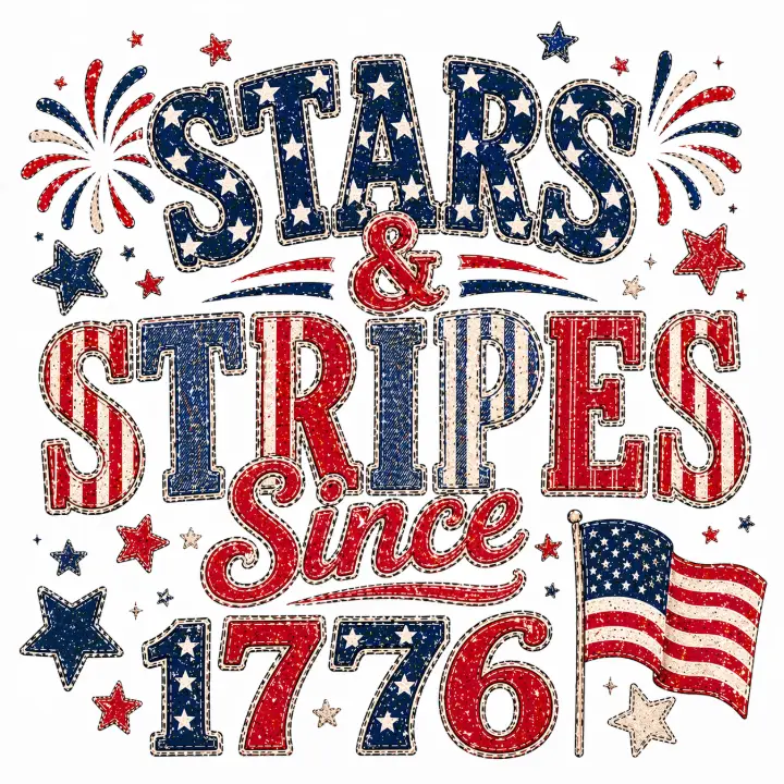 Stitched Stars and Stripes 1776 — design HLD-0037