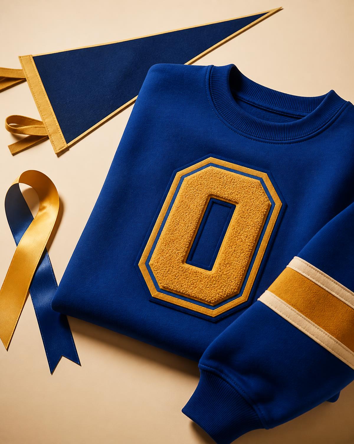 Heather sweatshirt with a bold chevron graphic and felt star patch
