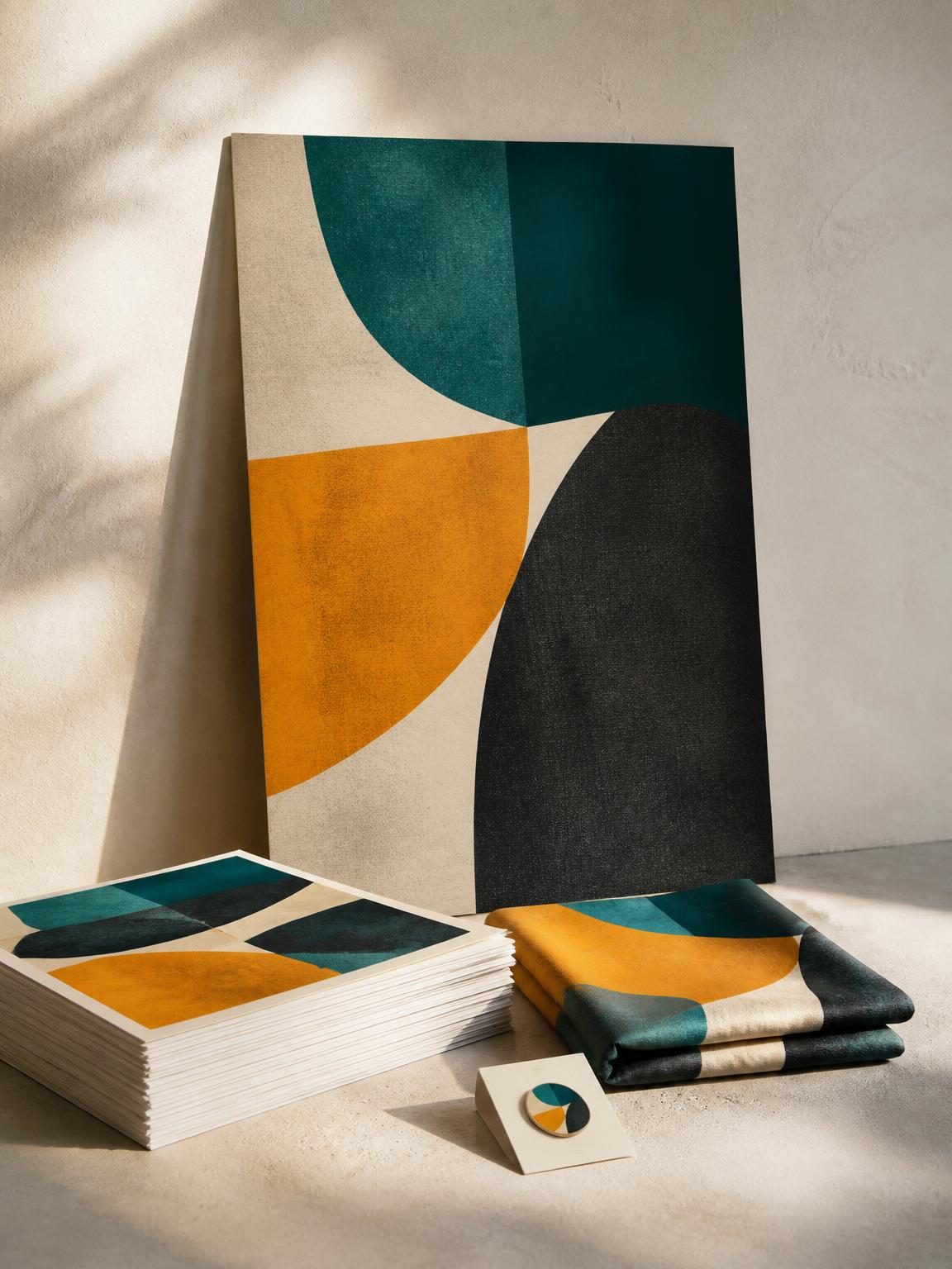 Printed art panel with paper proofs and printed textile